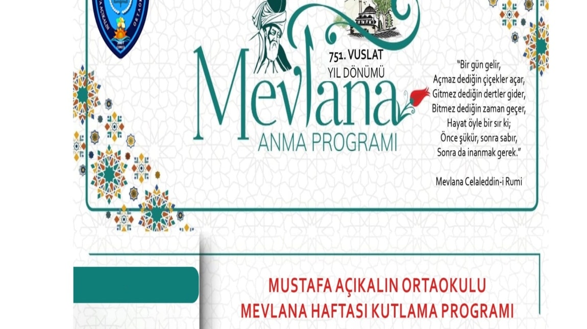 Okulumuzda Mevlana Haftası Programı Düzenlendi